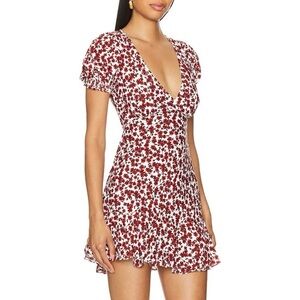 Faithfull the Brand Aurelia Mini Dress Leilani Red & White Floral Sz 2 / XS